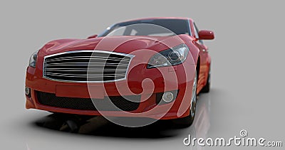 RedÂ Car Isolated on Gray, Close-up, Shallow Depth of Field, Selective Focus Stock Photo